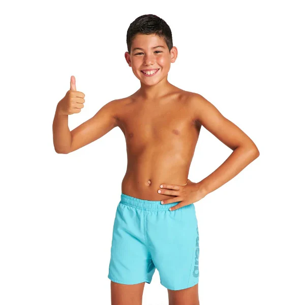 Arena Fundamentals Logo Jr Box Swimming Shorts, Martinica-Navy-Soft Green - Image 3