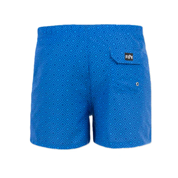 Fin Swimming Shorts For Men, Blue Diamonds - Image 2