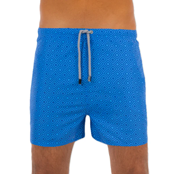 Fin Swimming Shorts For Men, Blue Diamonds - Image 3