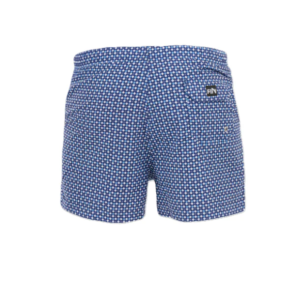Fin Swimming Shorts For Men, Geometric Blue - Image 2