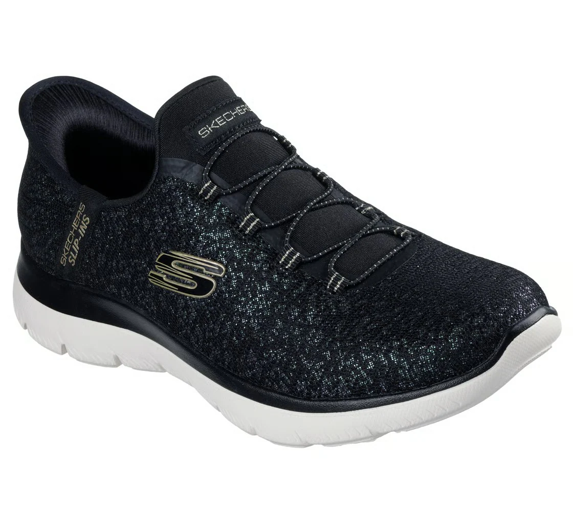 Skechers Summits Lifestyle Shoes For Women, Black Gold - Image 3
