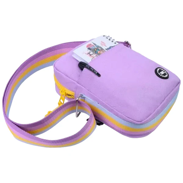 Cubs Cross Body Bag For Unisex, Lilac&Yellow - Image 3