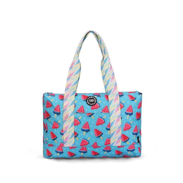 Cubs Bluish Flowers And Watermelon Ice-Crem Double Face Tote Bag For Unisex - Image 2