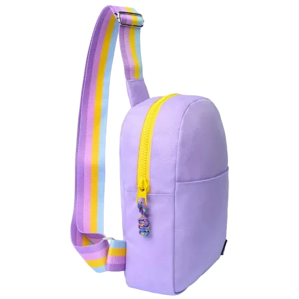 Cubs Sling 2 Front Pocket Cross Bag For Unisex, Lilac&Yellow - Image 2