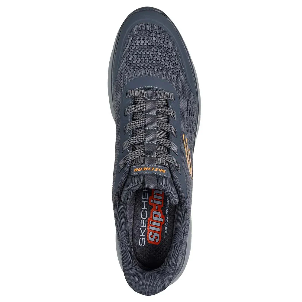 Skechers Summits Sports Lifestyle Shoes For Men, Charcoal Orange - Image 3