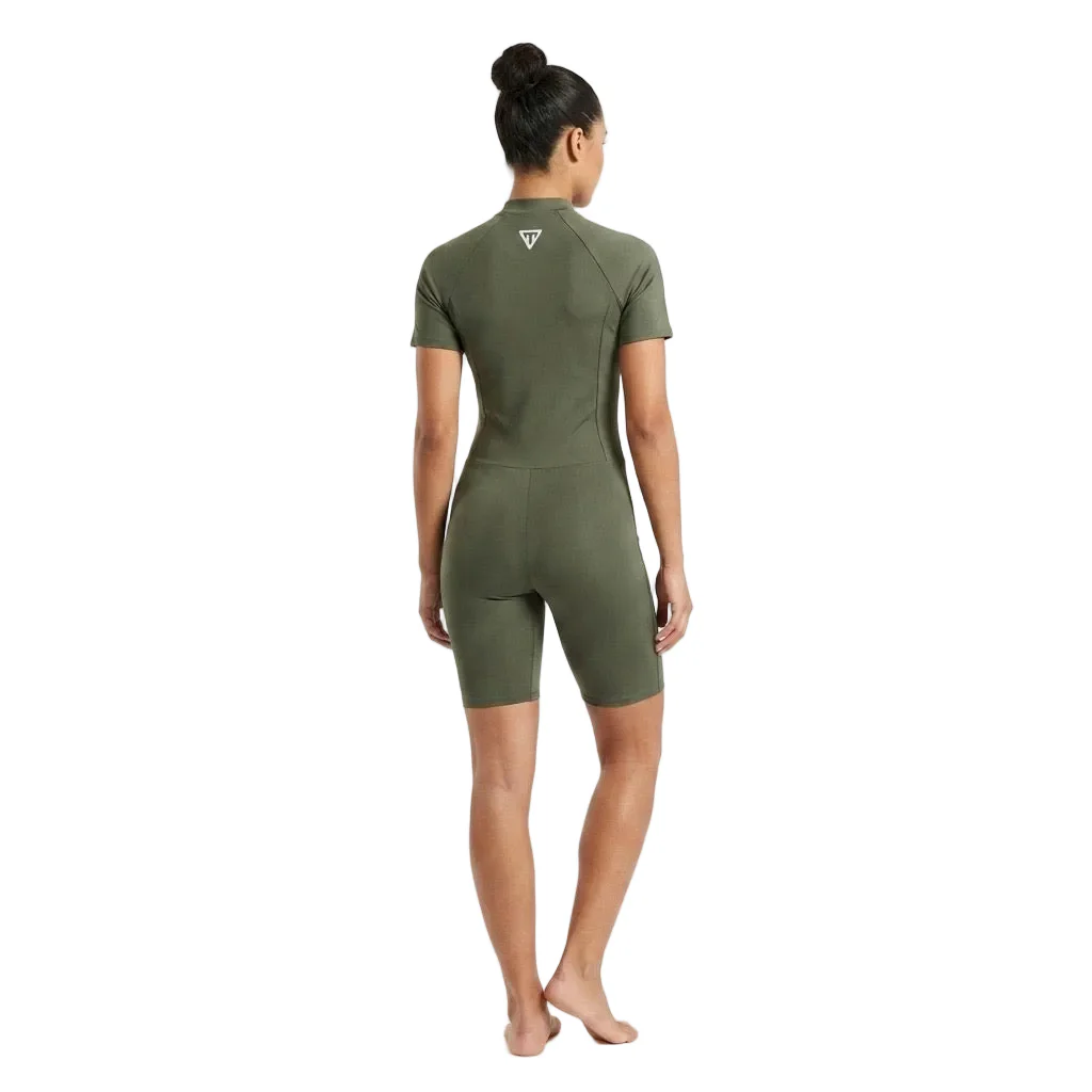 Trainetic Half Sleeves Swimsuit With Short For Women, Olive - Image 2