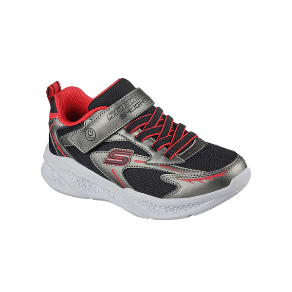 Skechers Meteor-Lights Lifestyle Shoes For Boys, Black&Red - Image 3