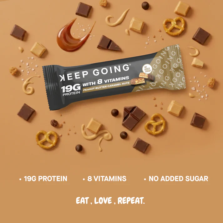 Keep Going Protein & Vitamin Bar Peanut Butter Caramel Nuts - Image 3