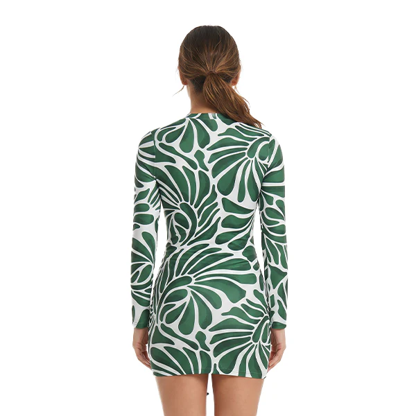 Aerobird Long Sleeves Top For Women, Green Print - Image 4