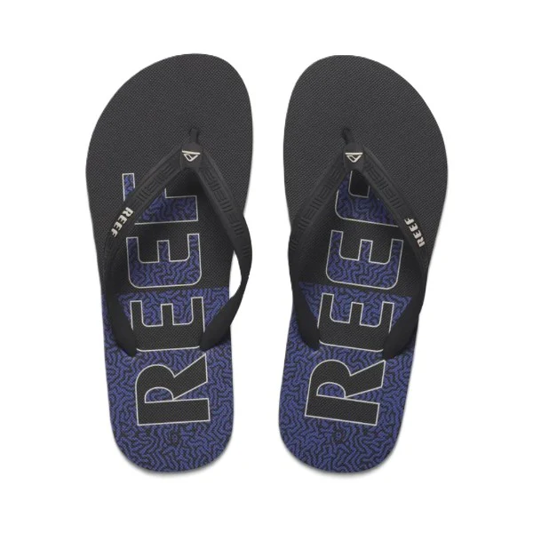 Reef Seaside Prints Coral Flip Flops For Men, Black&Blue