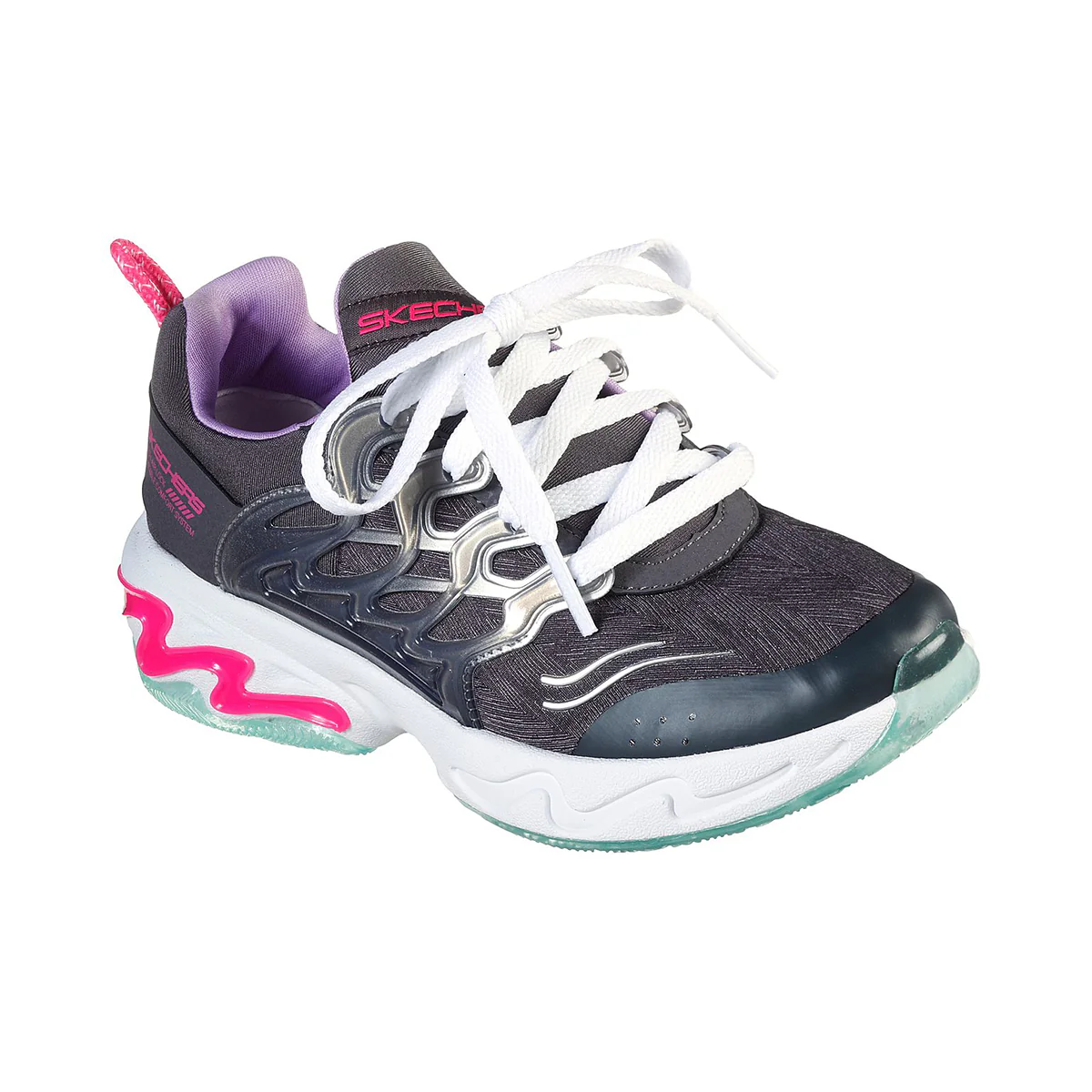 Skechers Running Shoes For Kids, Charcoal Lavender - Image 3