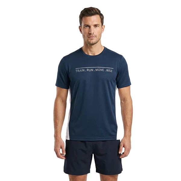 Trainetic Fitness Ss T-Shirt For Men, Teal Green&White