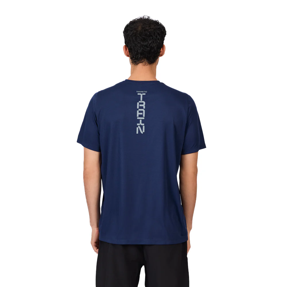Trainetic Squares Fitness Short Sleeve T-Shirt For Men, Navy - Image 3