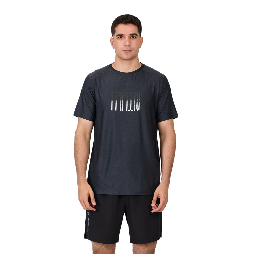 Trainetic Short Sleeve Fitness T-Shirt For Men, Light Black